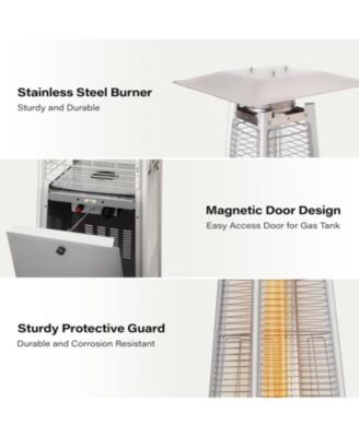 48,000 BTU Stainless Steel Pyramid Patio Flame Propane Gas Patio Heater with Wheels