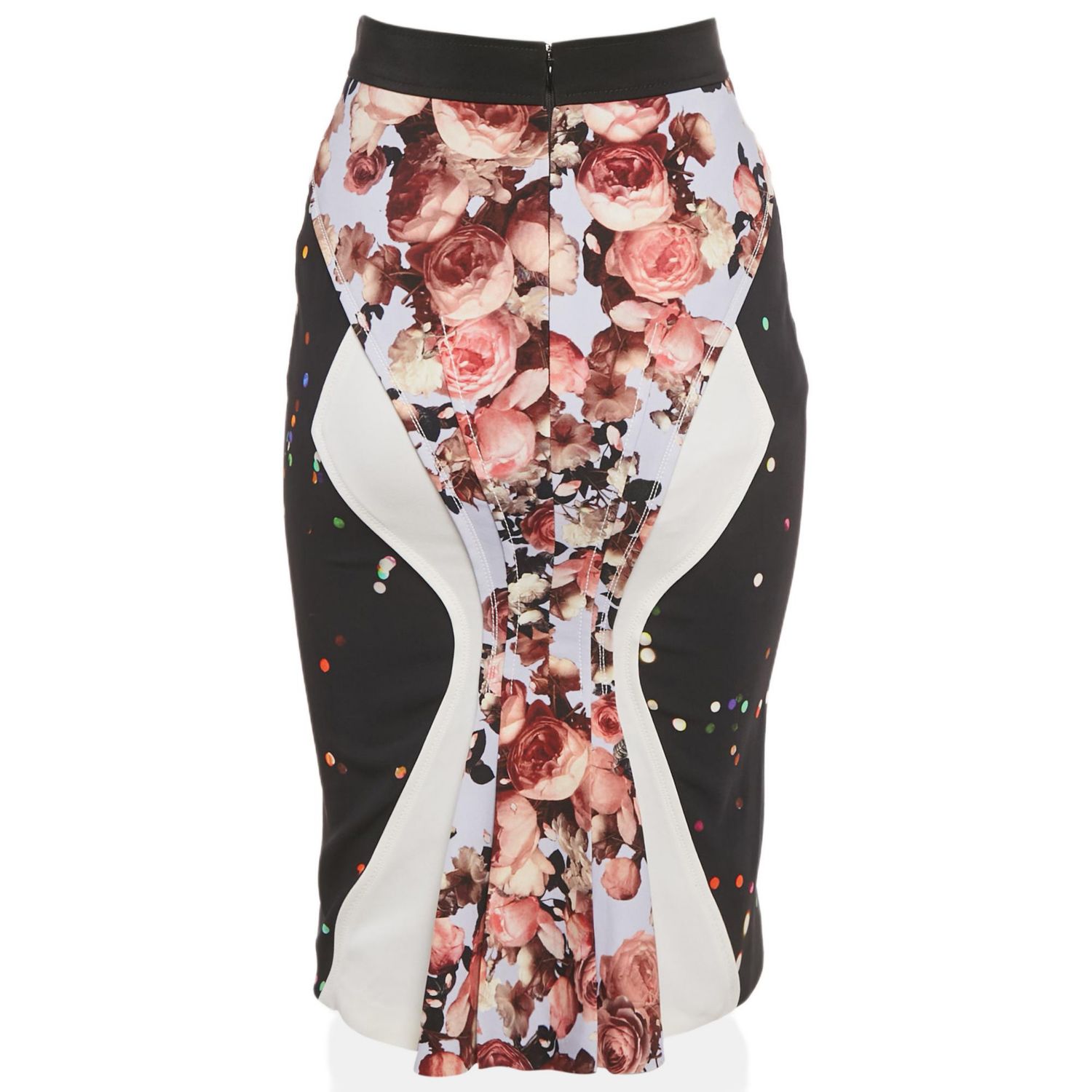 Women's Black Print Crepe Midi Skirt