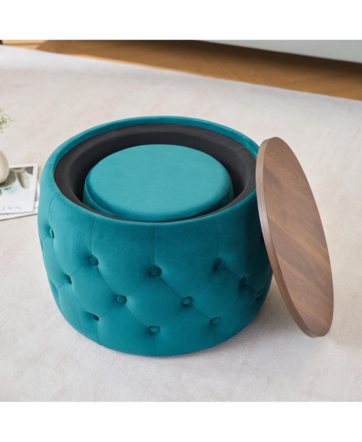 Streamdale Furniture Luxurious Velvet Nesting Ottomans (Set of 2)