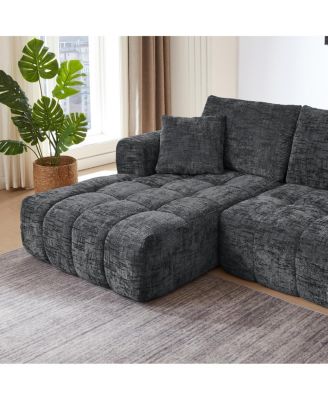 Chenille L-Shape Luxury Sectional Oversized Sofa, Minimalist Design, Comfy Sleeper Couch