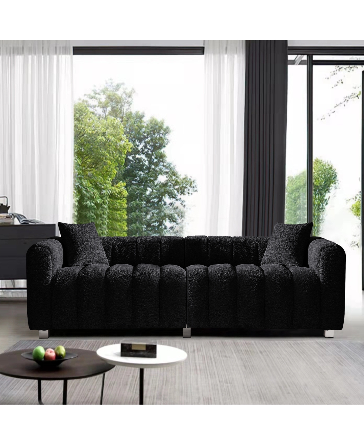 Streamdale Furniture Premium Velvet 3-Seater Sofa with Metal Base and 2 Pillows