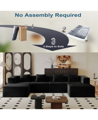 Modular Sectional Couch: Deep Seat, Memory Foam, No Assembly (4 Seats + 2 Ottomans