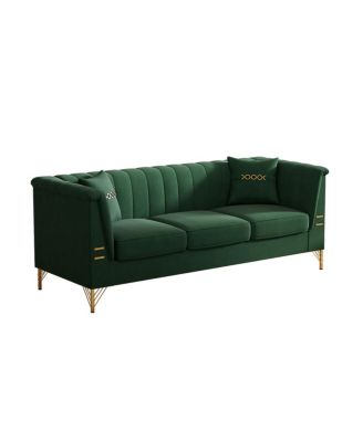  Modern Velvet Sofa with Vertical Channel Tufting