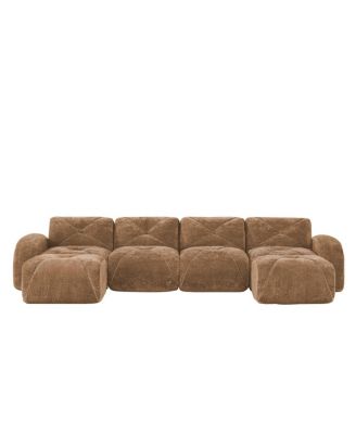 U-shaped Boneless Sofa, Tufted, High Density Sponge, Anti-Slip