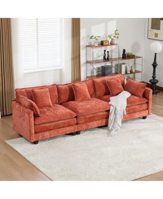 Streamdale Cloud Sofa 3 Seats, Modern Sectional Couch, Comfy Upholstered Seat Cushion, Chenille Fabric, Orange