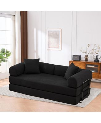 Streamdale Folding Sofa Bed, 63" Convertible Couch with 2 Pillows, Fold Out Mattress