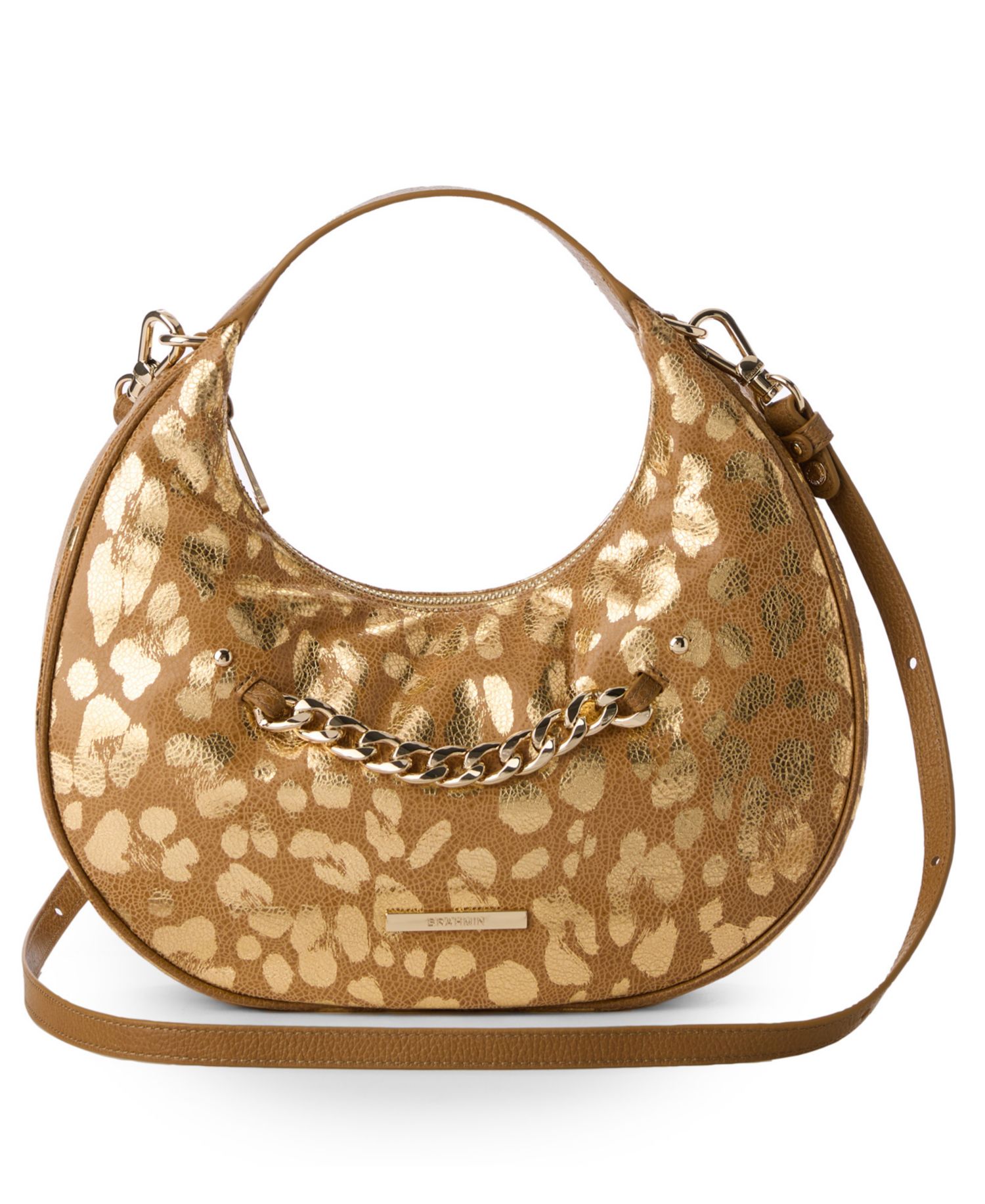 Mindy Glimmer Small Leather Crescent Crossbody Bag