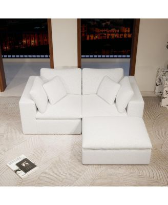  Modular Sectional Sofa Seat, Upholstered Couch for Living Room, 3PC Free Combination, White