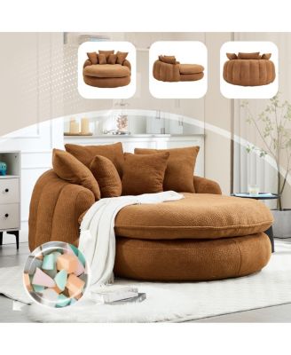 Streamdale Oversized Oval Upholstered Bean Bag Sofa with 3 Large & 2 Small Pillows