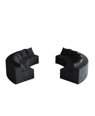  Corduroy Curved Sectional Foam Sofa with 12 Pillows & Six Modules