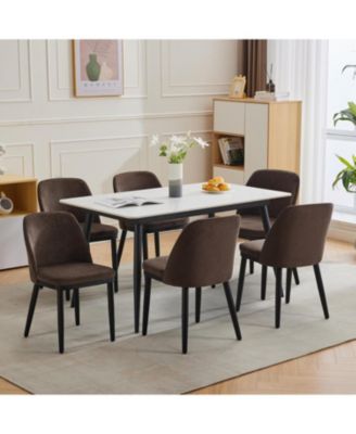 Modern Dining Chair Set of 2, Linen Upholstered Kitchen Chair, Beige Dining Room Chair with Curved Back, Sold Wood Legs
