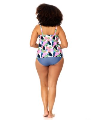 Women's Plus Size Rimini Tankini Top and Full-Coverage Bottoms