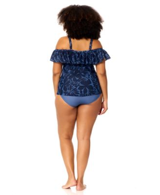 Women's Plus Size Tortuga Tankini Top and Full-Coverage Bottoms