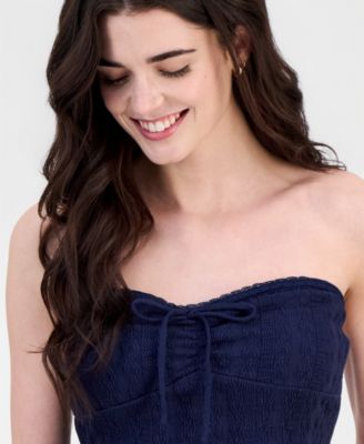 Juniors' Sweetheart-Neck Strapless Jacquard Tube Top