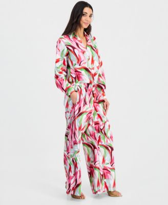 Petite Printed Wide-Leg Pants