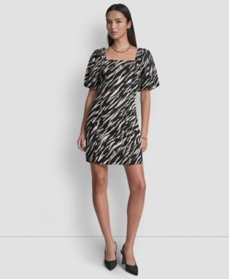 Women's Puff-Sleeve Square Neck Printed Dress