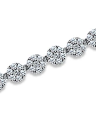 7 ct. t.w 2mm Round Cut Cubic Zirconia Stones Cluster Flower Link Bracelet