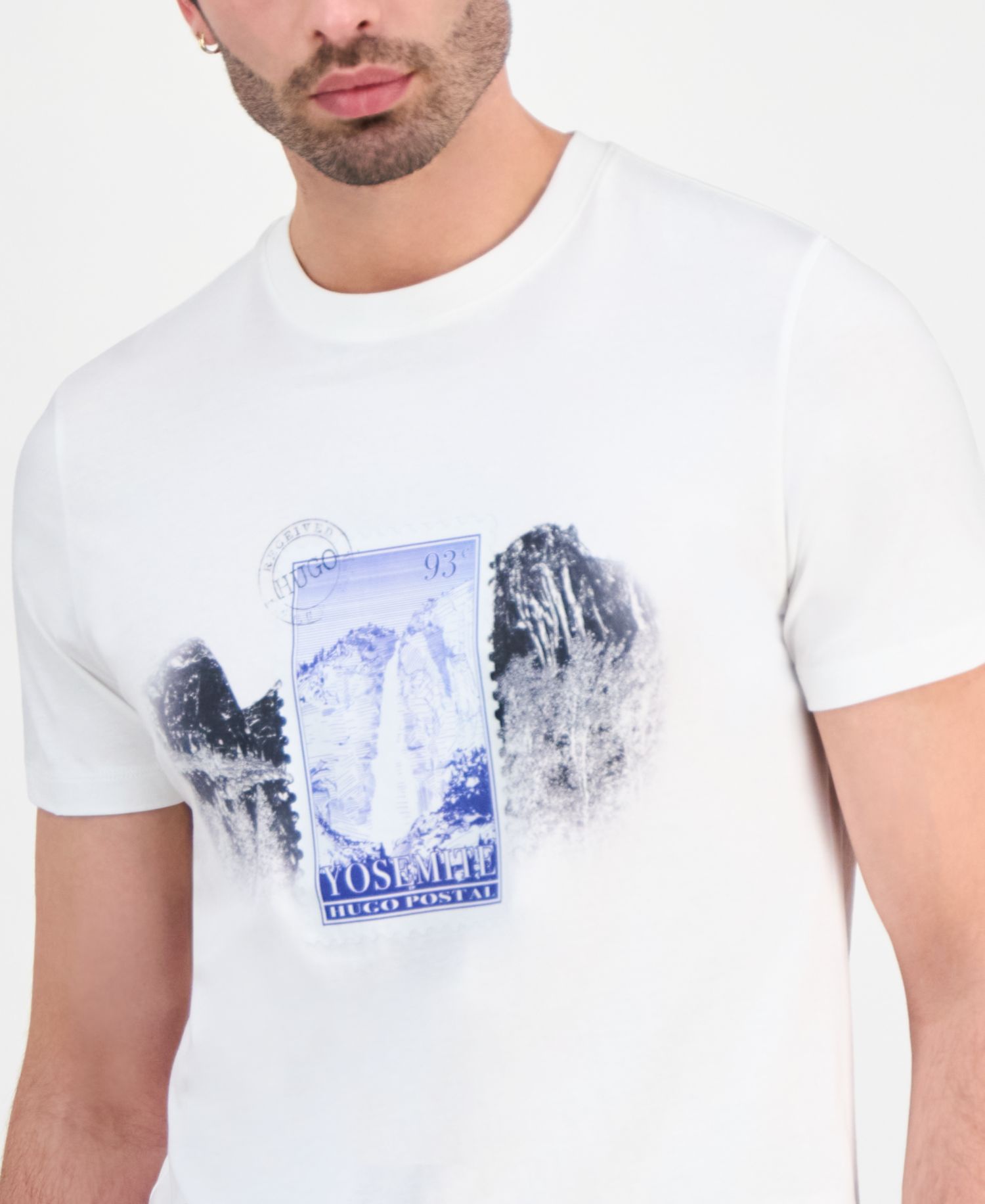 Hugo by Men's Yosemite Postal Stamp Graphic Print T-Shirt