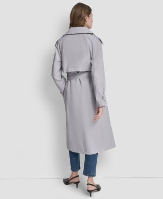 Women's Belted Funnel Collar Long Trench Coat