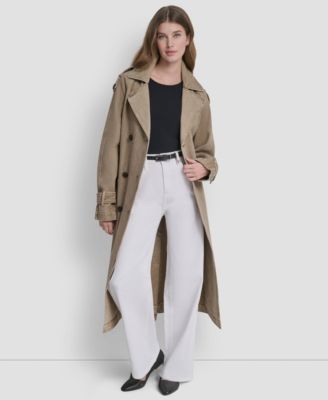 Women's Double Breasted Denim Belted Trench Coat