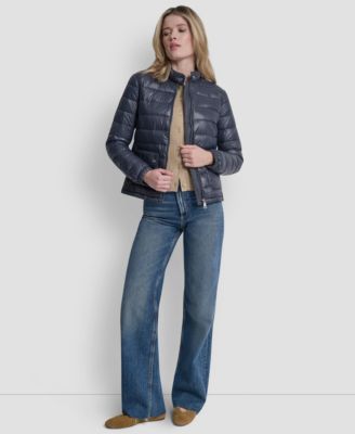 Women's Packable Moto Collar Short Coat