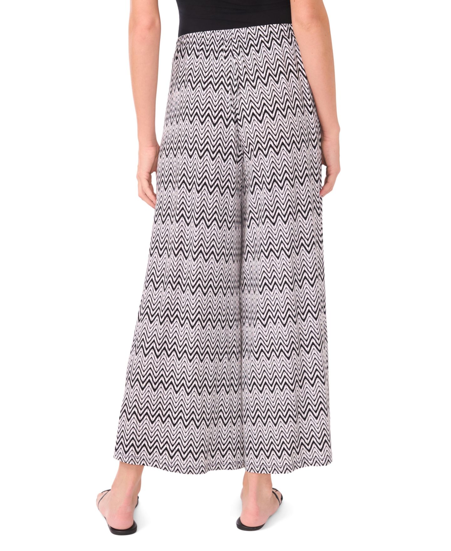 Женские брюки Vince Camuto Printed Pull-On Wide-Leg, цвет: Насыщенный чёрный — фото 3