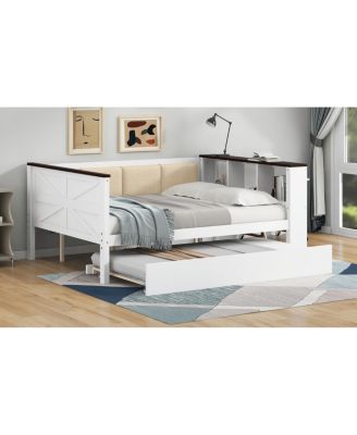 Wood Daybed with Storage, USB, and Trundle