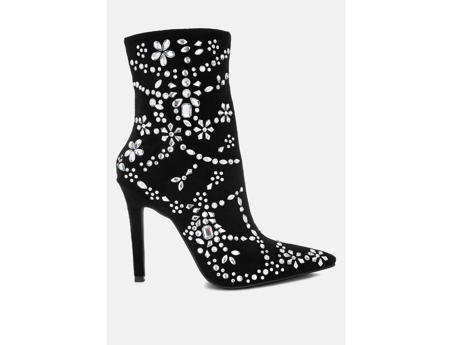 Женские ботинки London Rag Dunari Diamante Embellished Microfiber, цвет: Чёрный — фото 2