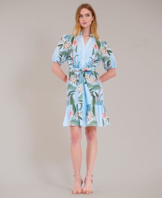 Women's Puff-Sleeve V-Neck Mini Dress