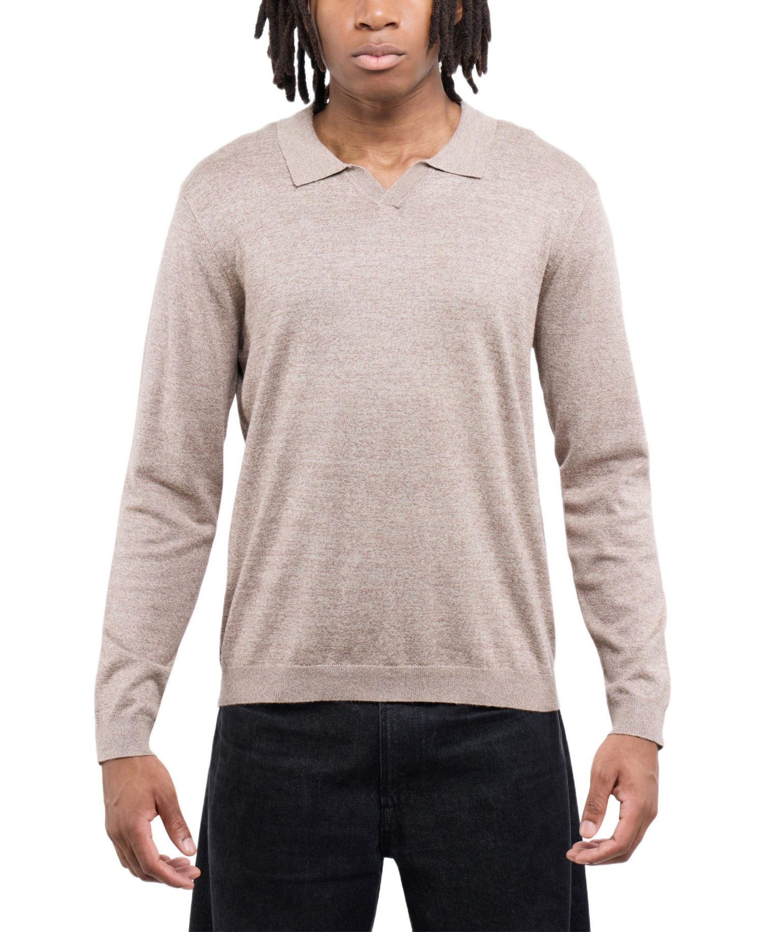 X RAY Men's Long Sleeve Sweater Johnny Collar Polo