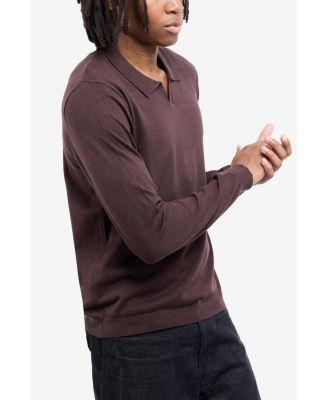 X RAY Men's Long Sleeve Sweater Johnny Collar Polo