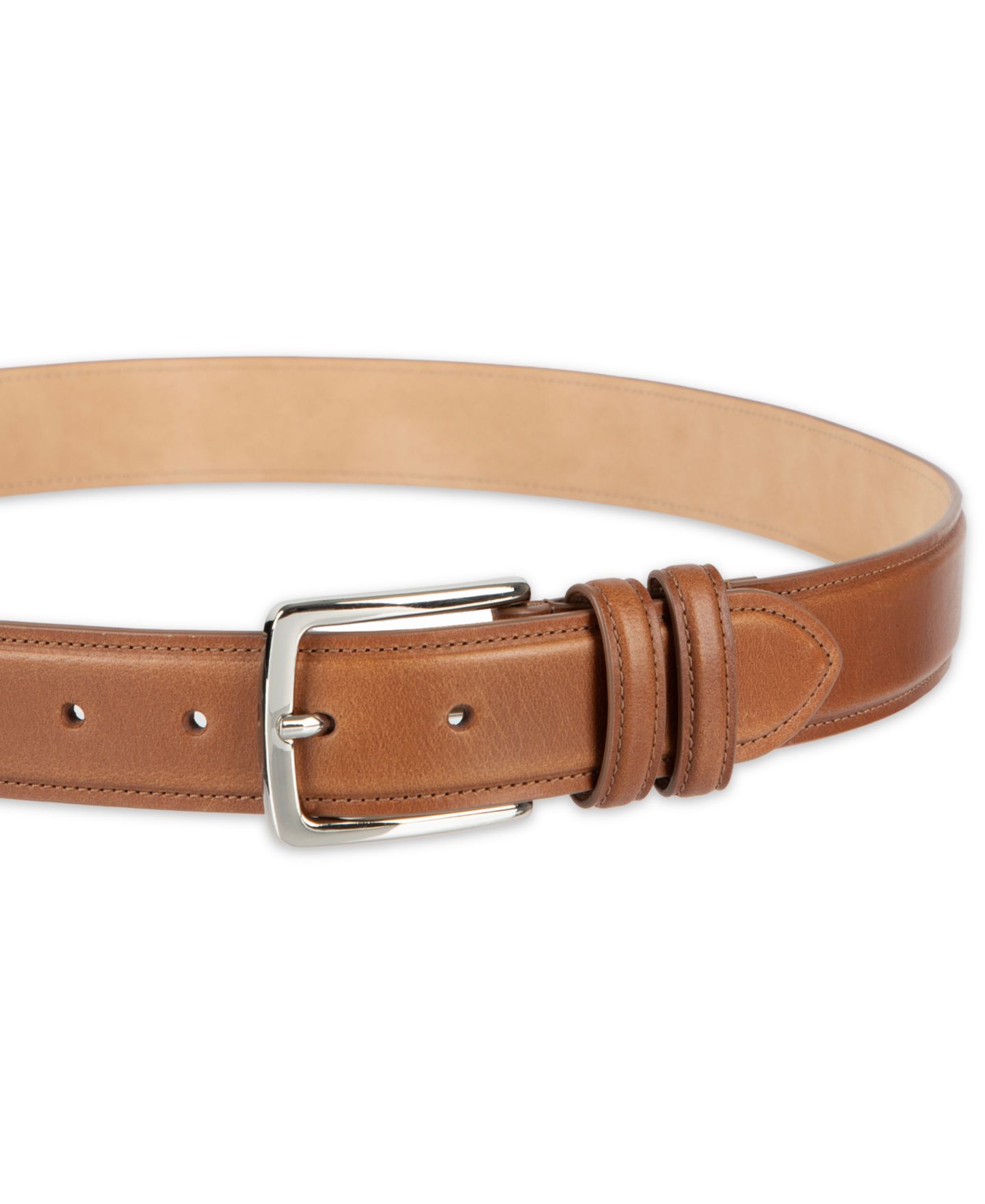 Мужской ремень Club Room Luxury Drop Edge Stitched Leather Belt, цвет: Коричневый — фото 8