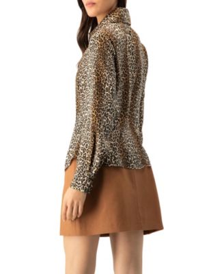 Women's Animal Print Satin Shirt