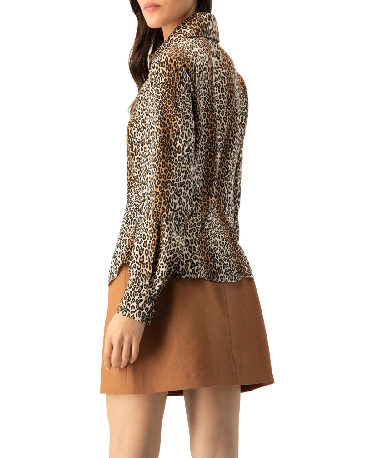 Ivonne Women's Animal Print Satin Shirt