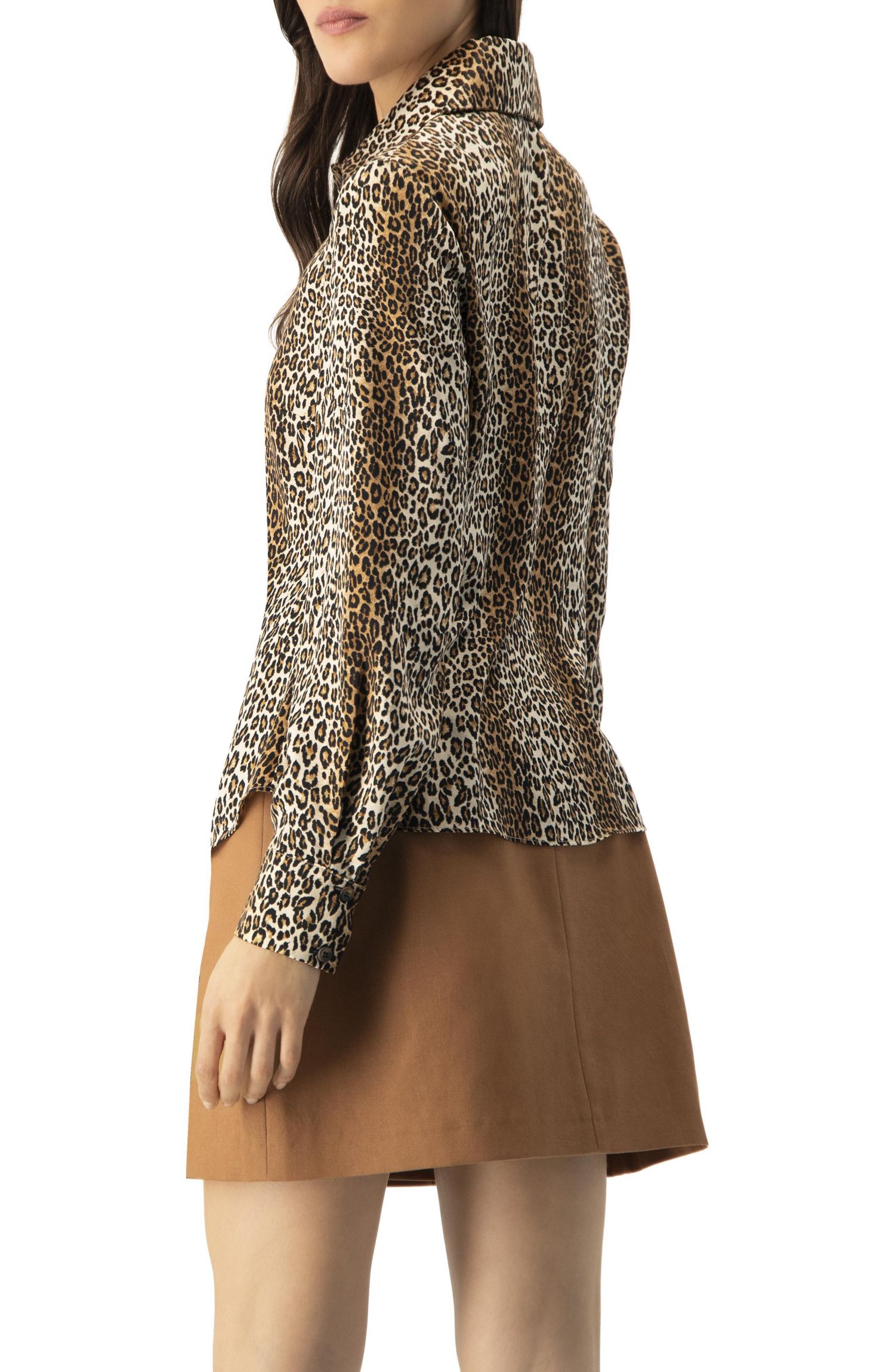 Women's Animal Print Satin Shirt