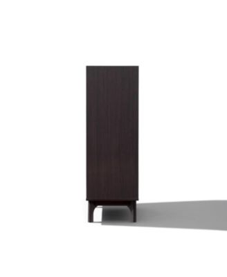 Modi Wenge Accent Cabinet with 2 Doors, Open Storage & Raised Sides, Faux Marble Top, Manufactured Wood