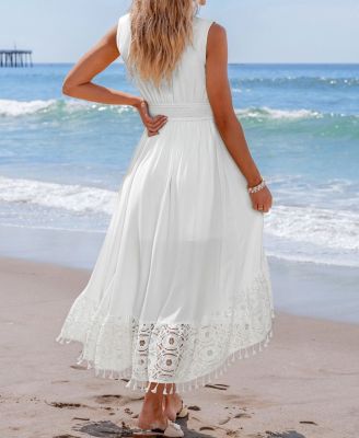 Women's Luna Glow White Midi Beach Dress