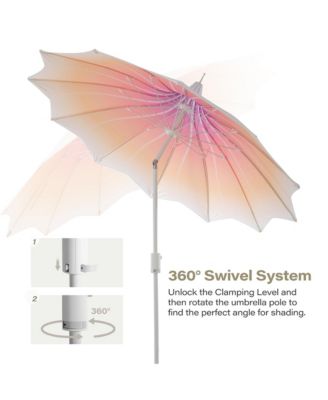 9 ft. Metal Outdoor Pagoda Market Patio Umbrella with Lights