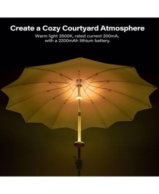 9 ft. Metal Outdoor Pagoda Market Patio Umbrella with Lights