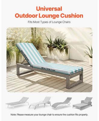 80 x 26 x 4 in Chaise Lounge Cushion Set of 2, Waterproof Fade-Resistant Sun Lounger Cushions with Ties, Stripes
