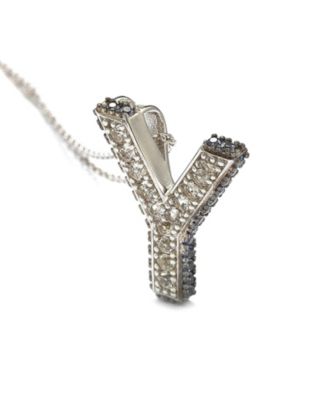 Suzy Levian Sterling Silver Sapphire 3-D Letter "Y" Initial Pendant
