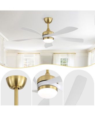 52-inch Modern Gold 5-Blade Ceiling Fan with LED Light and Remote Control