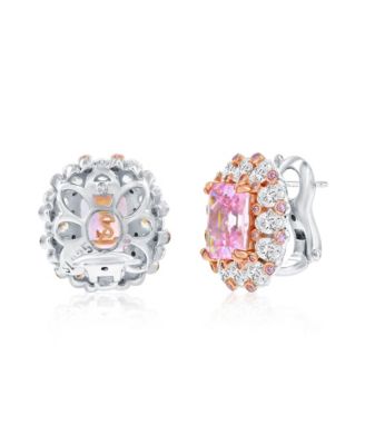 Suzy Levian Gala Collection Sterling Silver Emerald Cut Cubic Zirconia Starburst Earrings