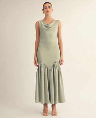 Women's Cowl Neck Mermaid Midi Dress