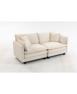 Modern 78.74" Sectional Sofa with Waist Pillows and Chaise Lounge