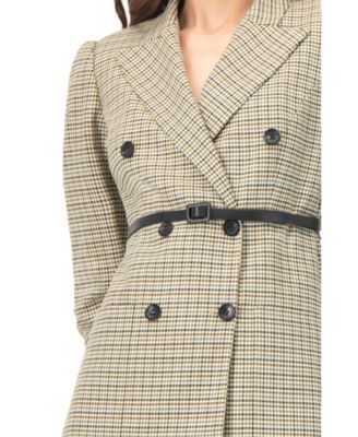 Women's Double-Breasted Checkered Blazer