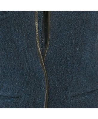 Women's Blue Leather Trim Tweed Jacket