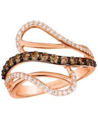 Vanilla Diamond (1/4 ct. t.w.) & Chocolate Diamond (11/25 ct. t.w.) Ring in 14k Strawberry Gold