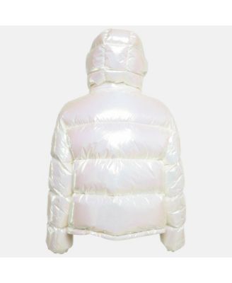 Women's White Synthetic Down Puffer Jacket