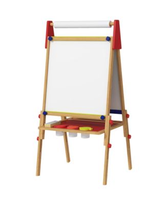 Kids 3 in 1 Art Easel with Whiteboard Chalkboard Paper Roll Adjustable Height for Ages 3 to 8